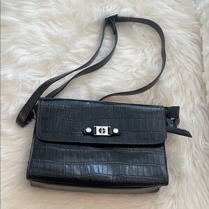 Giani Bernini Black Croc-Embossed Crossbody Bag